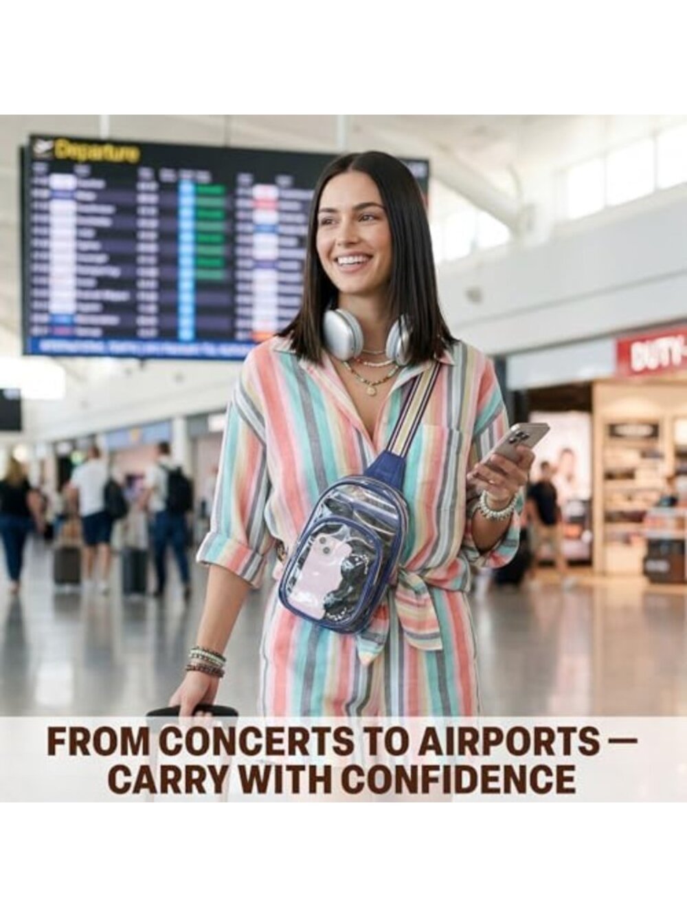 Clear Crossbody Bag for Stadium Events | Adjustable Strap Transparent Messenger - Picture 3 of 6